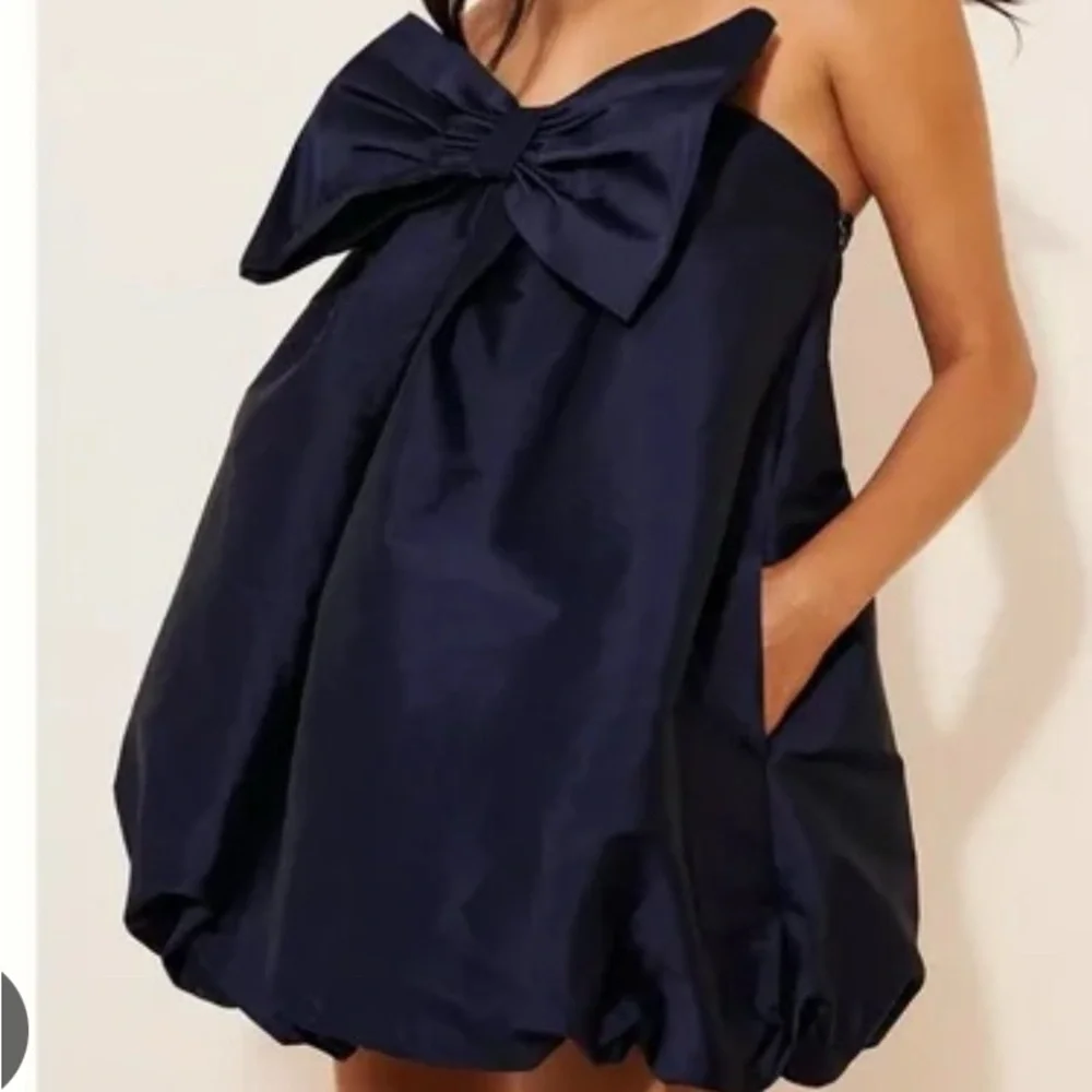 BHLDN Livia Navy Blue Dress with Bow Size M - Picture 1 of 3